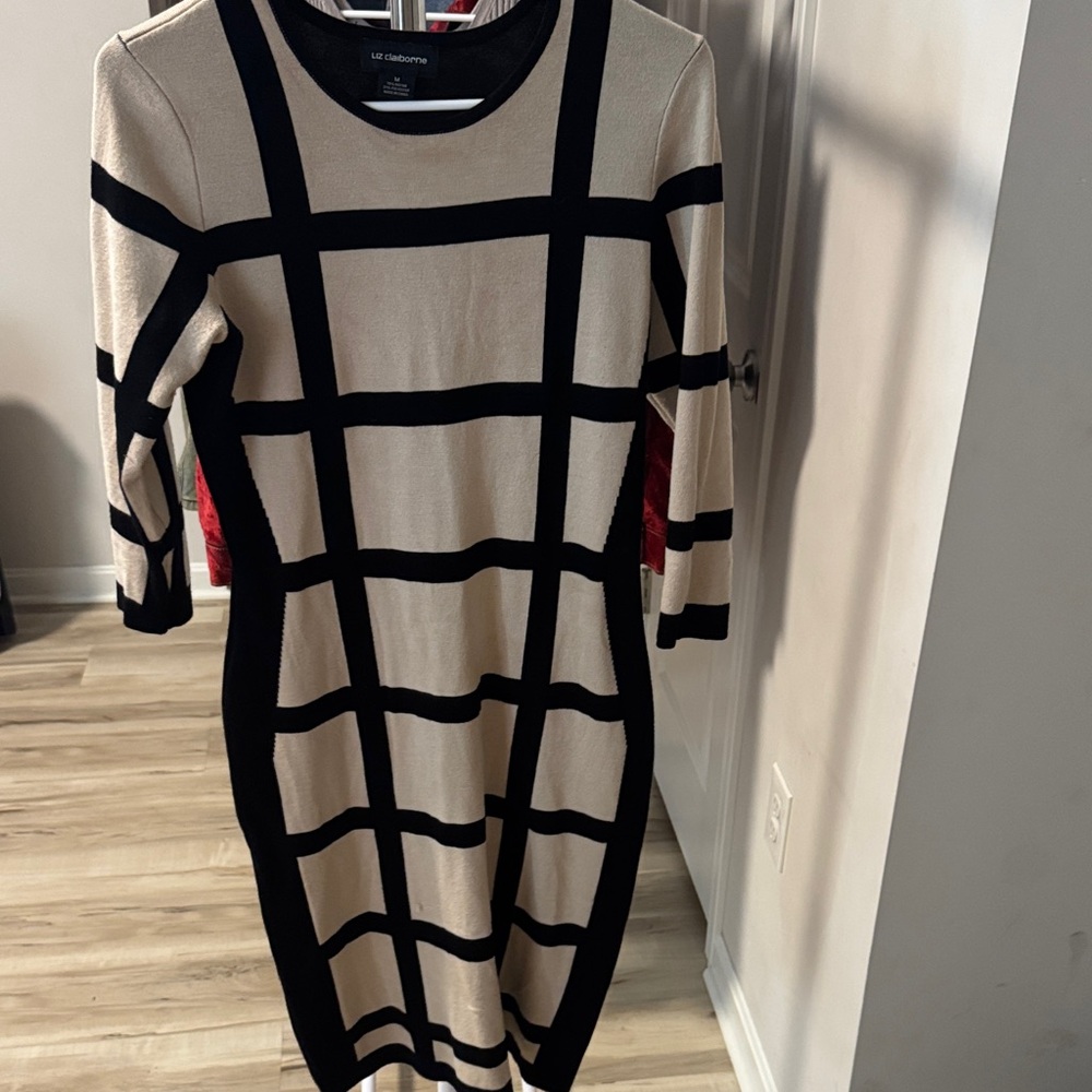 Chic Black and Tan Long Sleeve Dress